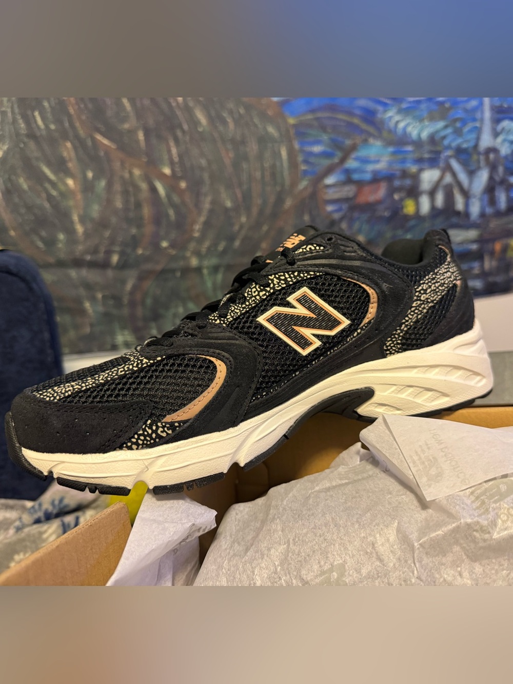 New Balance Women’s Black and Tan Athletic Sneakers